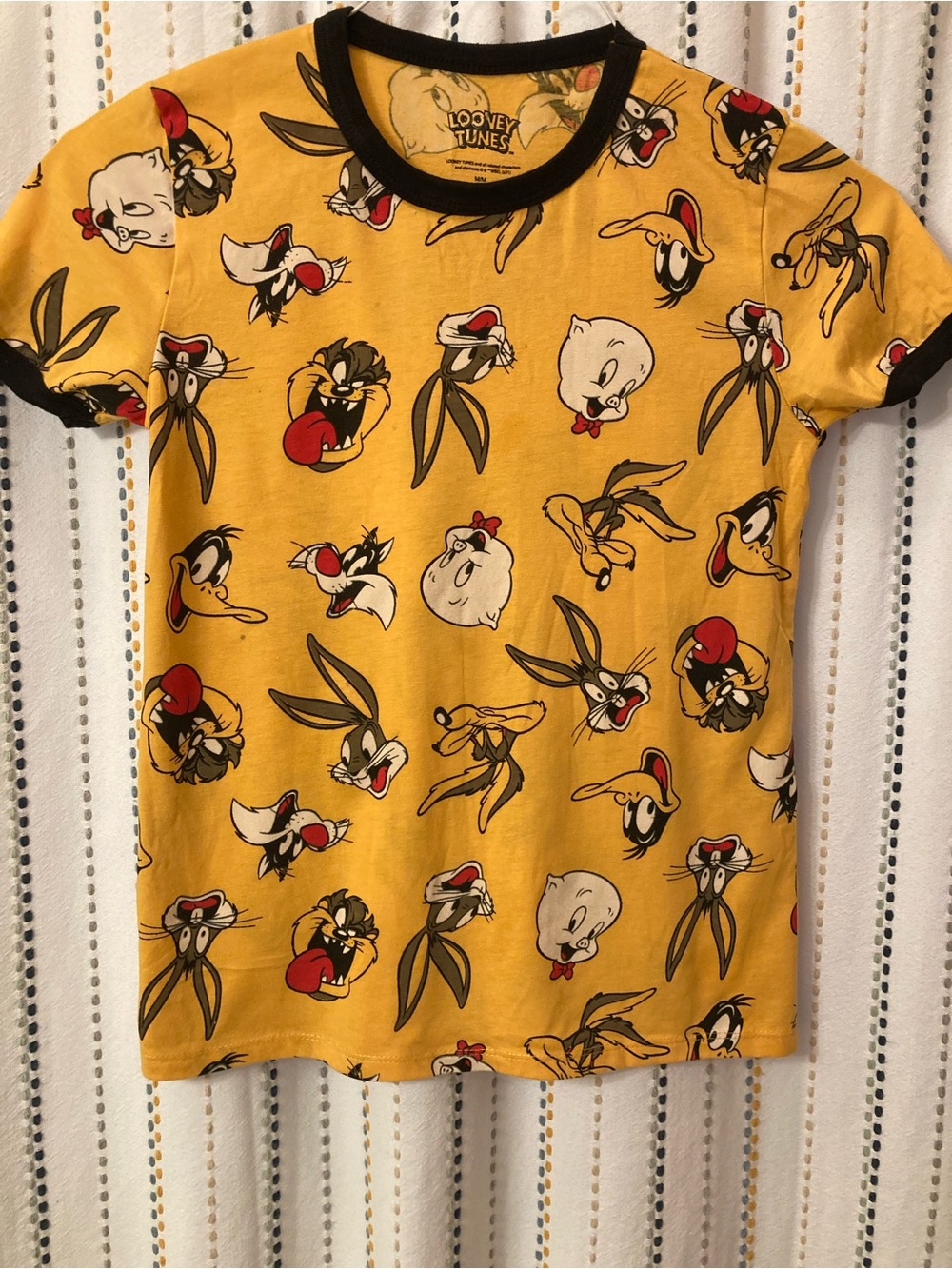Warner Bros. Yellow Looney Tunes All-Over Character Tee with Black Trim